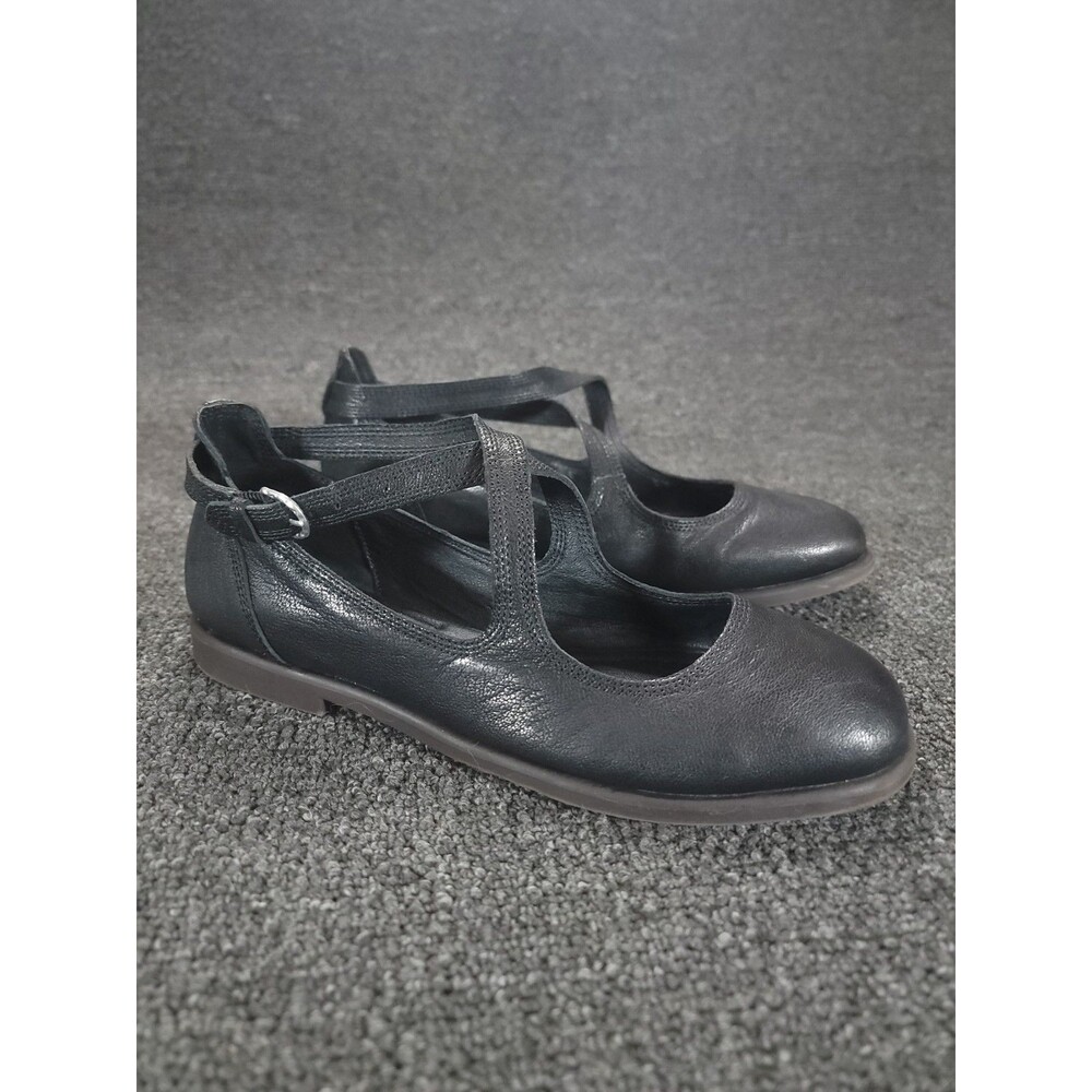 Lucky Brand Mary Jane Flats Womens 6.5 Black Leather Buckle Strap Round Toe